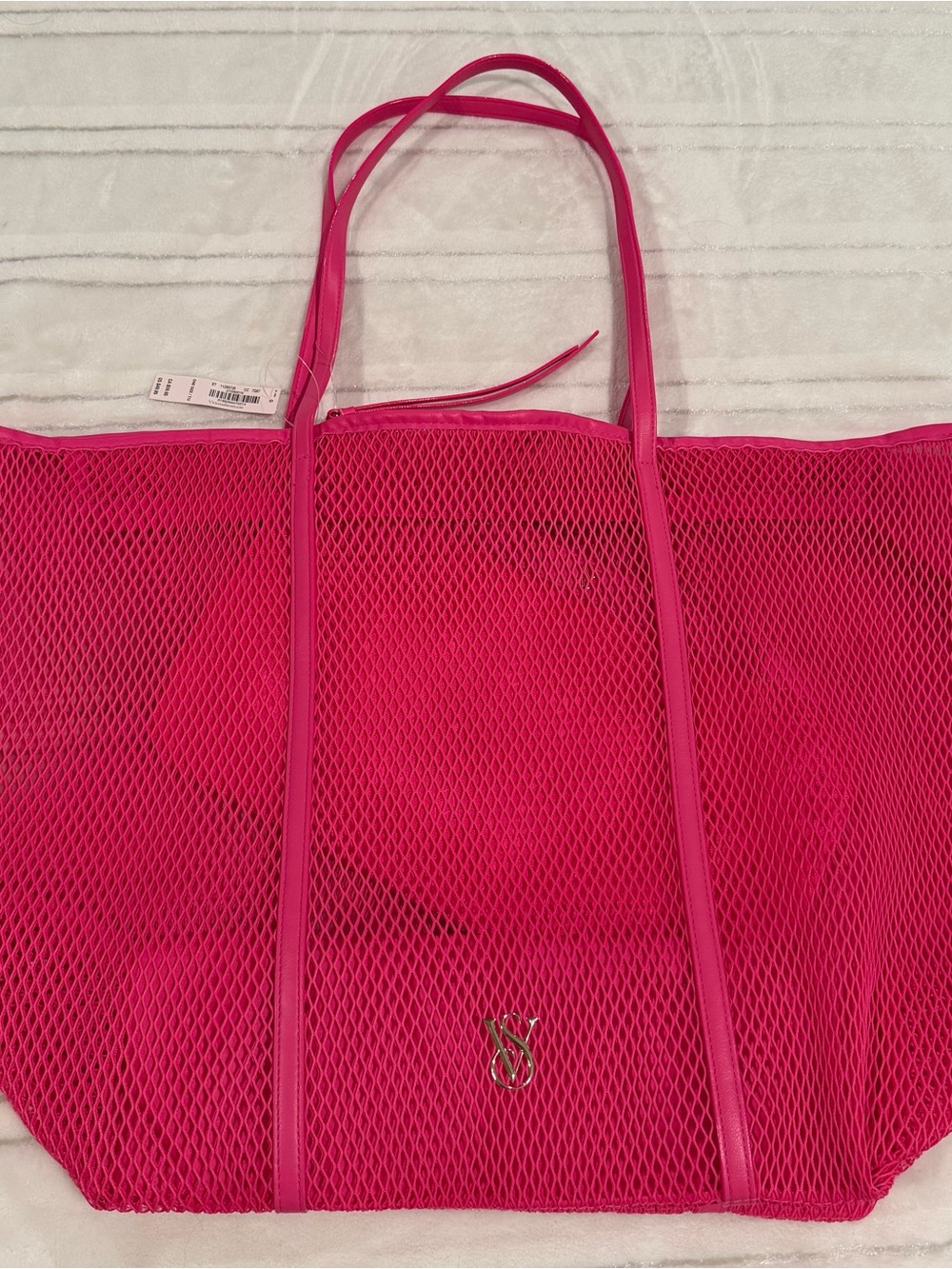 Victoria's Secret Hot Pink Mesh Tote with Bag